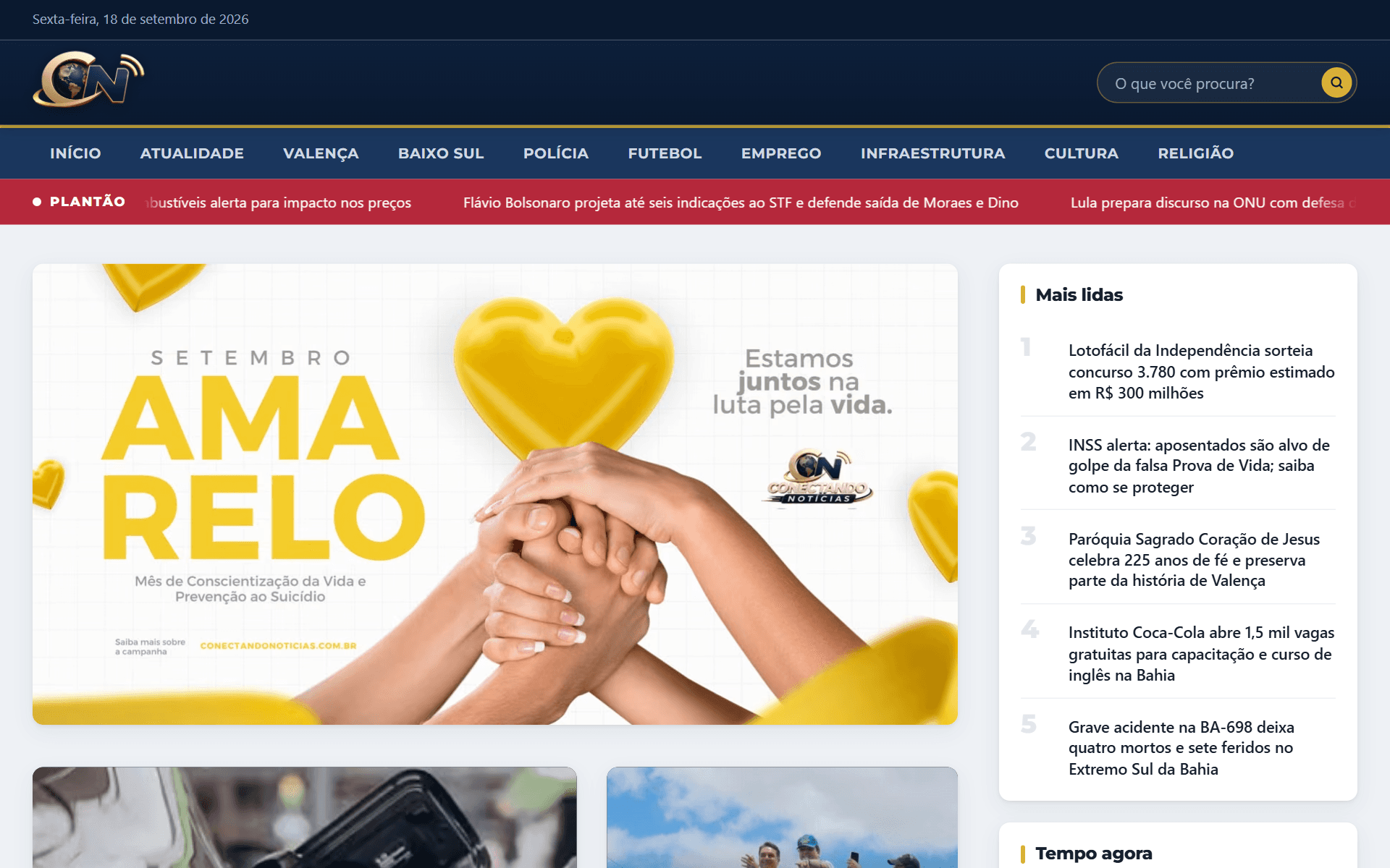 Tela do Conectando Notícias: portal de notícias de valença e do baixo sul